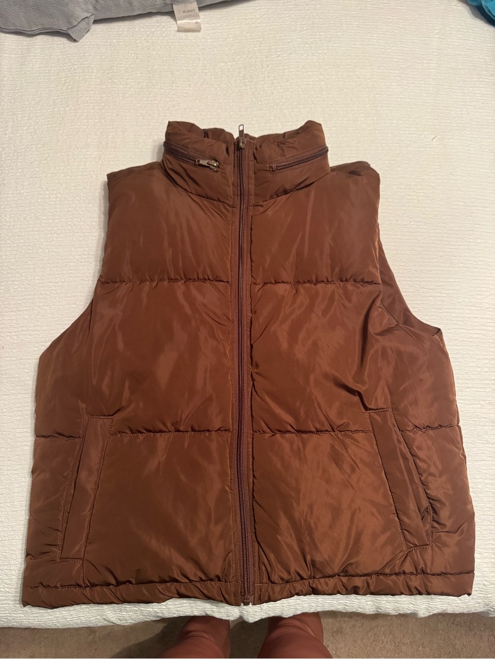 Forever 21 Brown Puffer Vest - Zip Front
